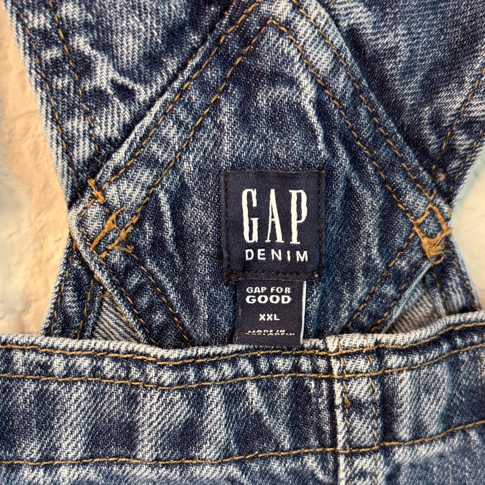 GAP Medium Wash Denim Girls Distressed Kids Overalls XXL - Picture 6 of 12
